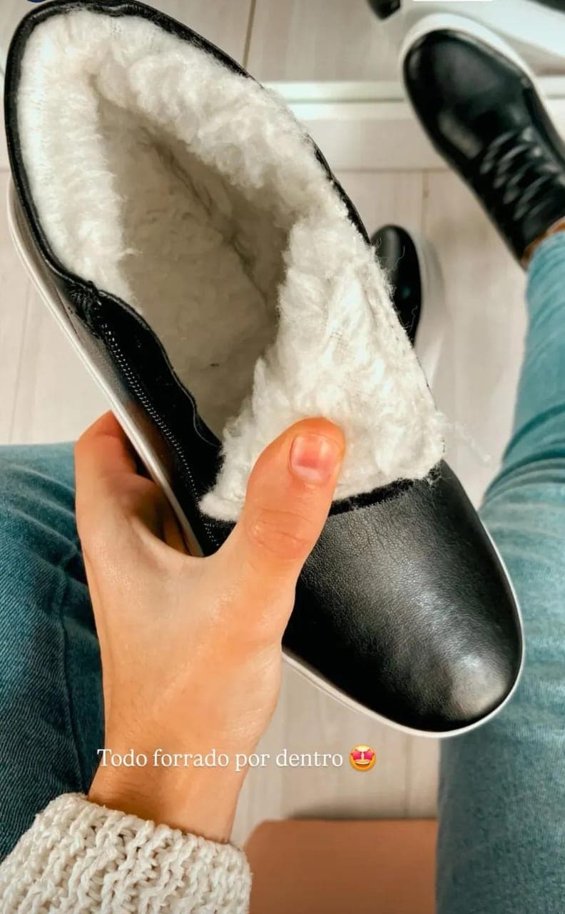 Botinha Feminina Forrada Preto com Zíper